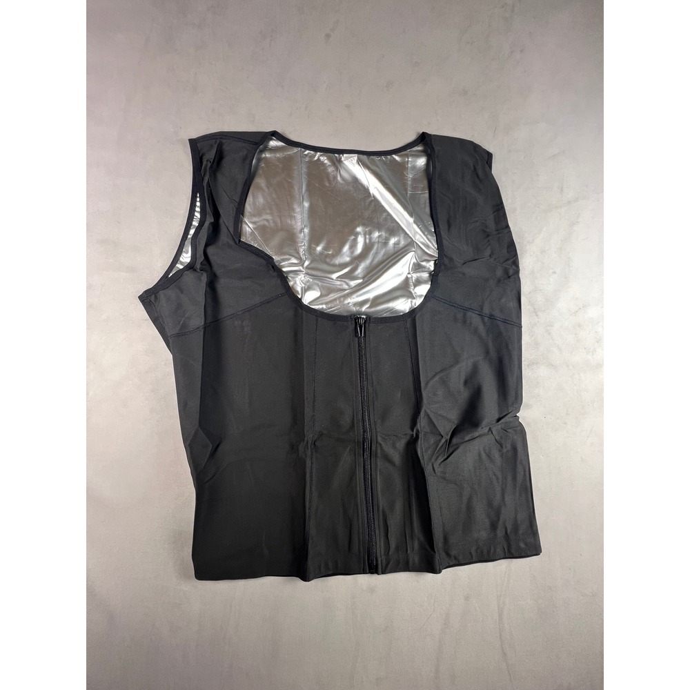 Unbranded Black Sauna Vest Sweat Suit Heat Trapping Zipper Front Plus Size 4XL‎